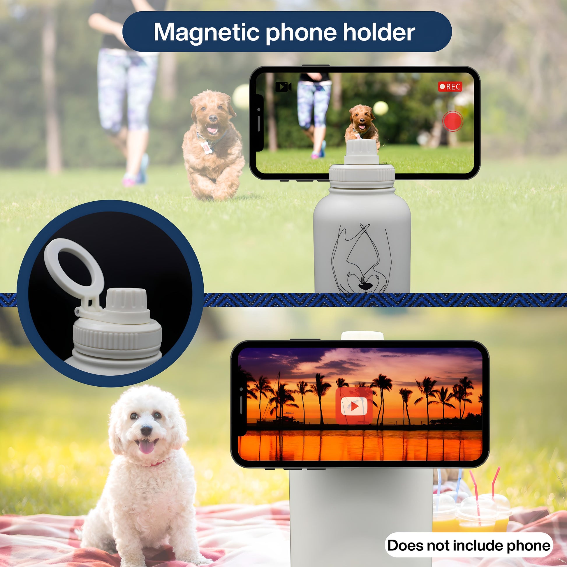 INSPIRA dog water bottle - for travel - water bottle for dogs on the go - with detachable bowls - with bowl attached - travel water bottle for dogs - 4-1 portable - dog travel water bottle - bottles.